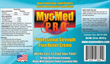 Myomed P.R.O. Professional Strength Pain Relief Cream Ingredient Label